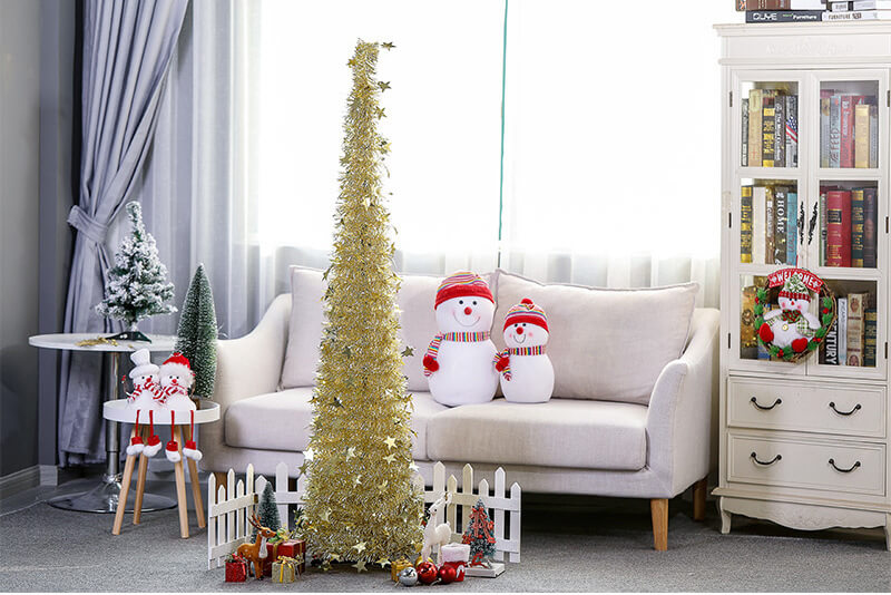 Collapsible Christmas Tree Pop-Up Tinsel Xmas Tree Artificial Christmas Trees for Holiday Xmas Decorations Home Display Office Indoor Decor