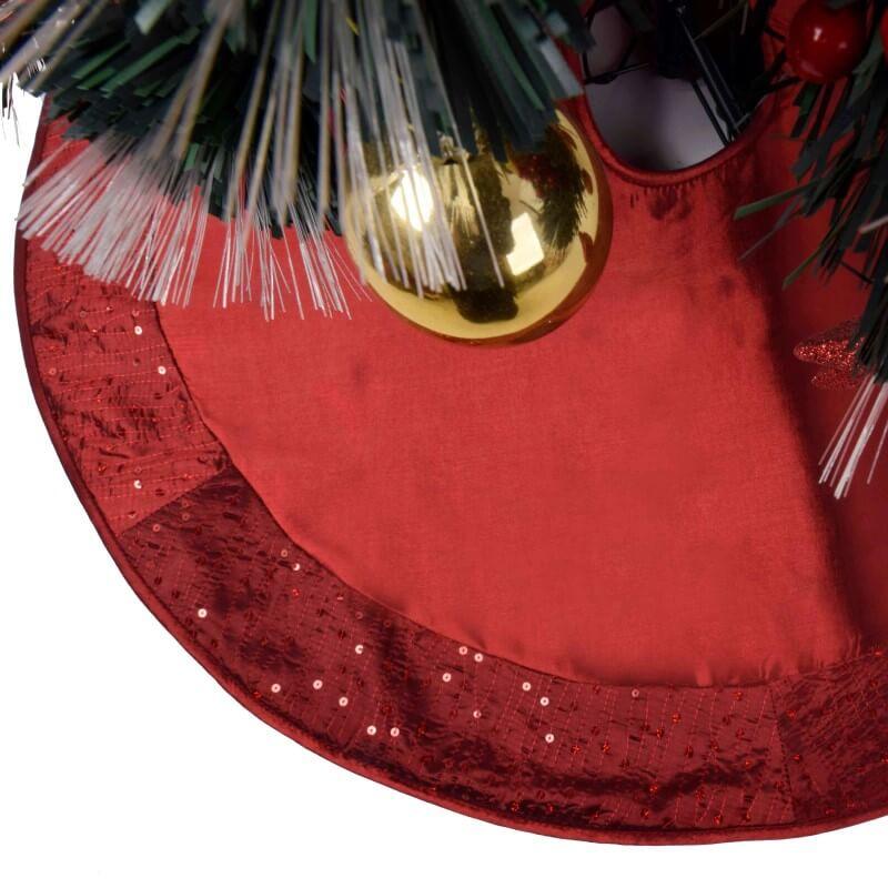 Faux Silk Satin Center, Sparkle Glitter Sequin Border Christmas Tree Skirt, Christmas Tree Decoration