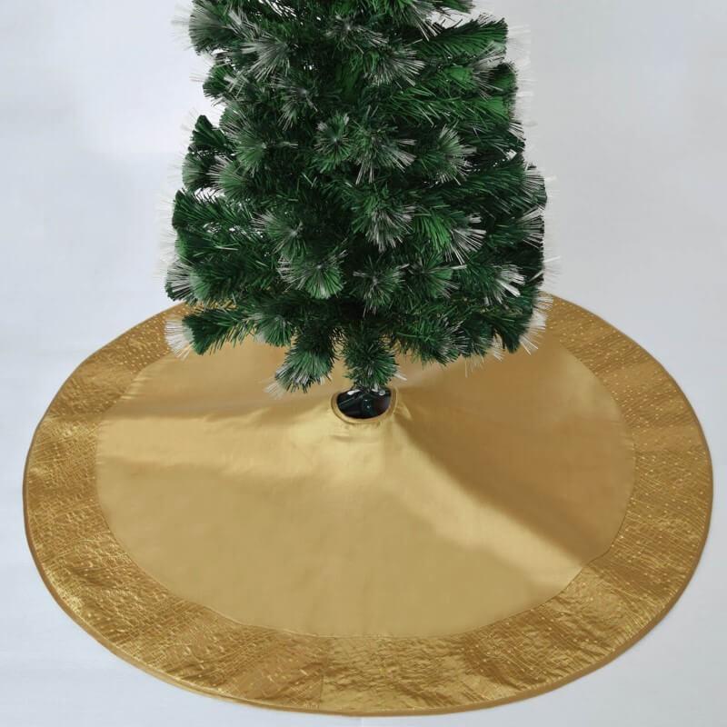 Faux Silk Satin Center, Sparkle Glitter Sequin Border Christmas Tree Skirt, Christmas Tree Decoration