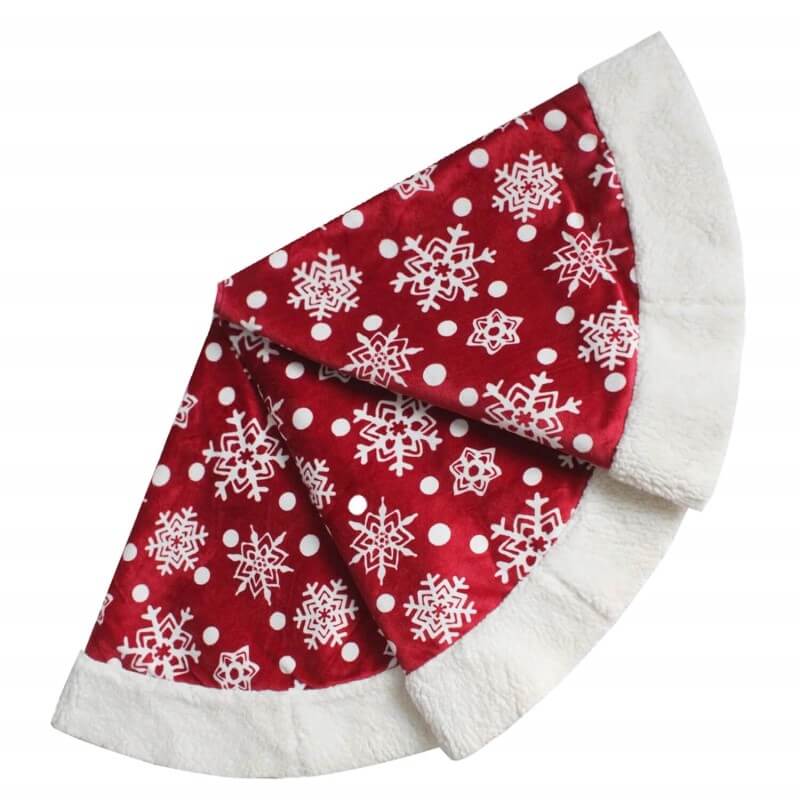 Red Christmas Tree Skirt ,Soft Plush Tree Skirts Snow Tree Skirt for Winter Theme Decorations