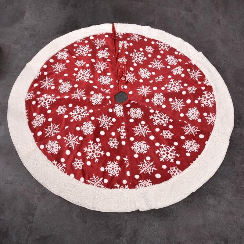 Red Christmas Tree Skirt ,Soft Plush Tree Skirts Snow Tree Skirt for Winter Theme Decorations