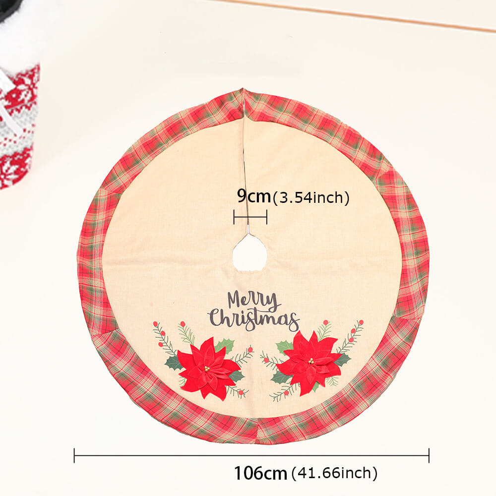 Red Christmas Flower Tree Skirt Christmas Tree Decoration Christmas Accessories