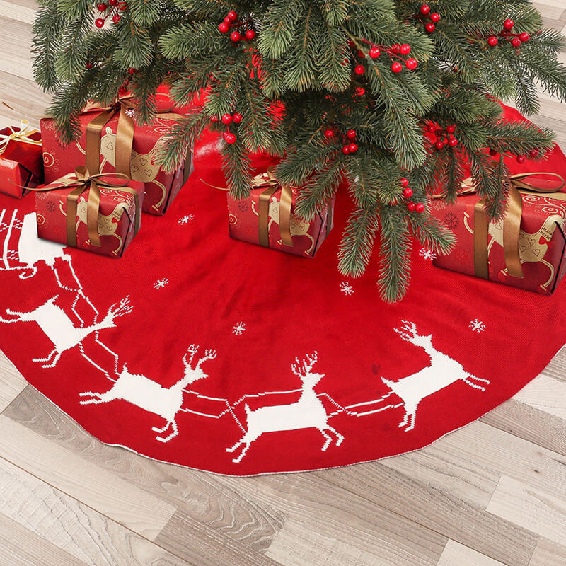 Red knitted Tree Skirt Christmas Tree Decoration Christmas Accessories