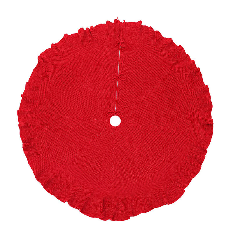 Red Ruffled Knit Tree Skirt Christmas Tree Decoration