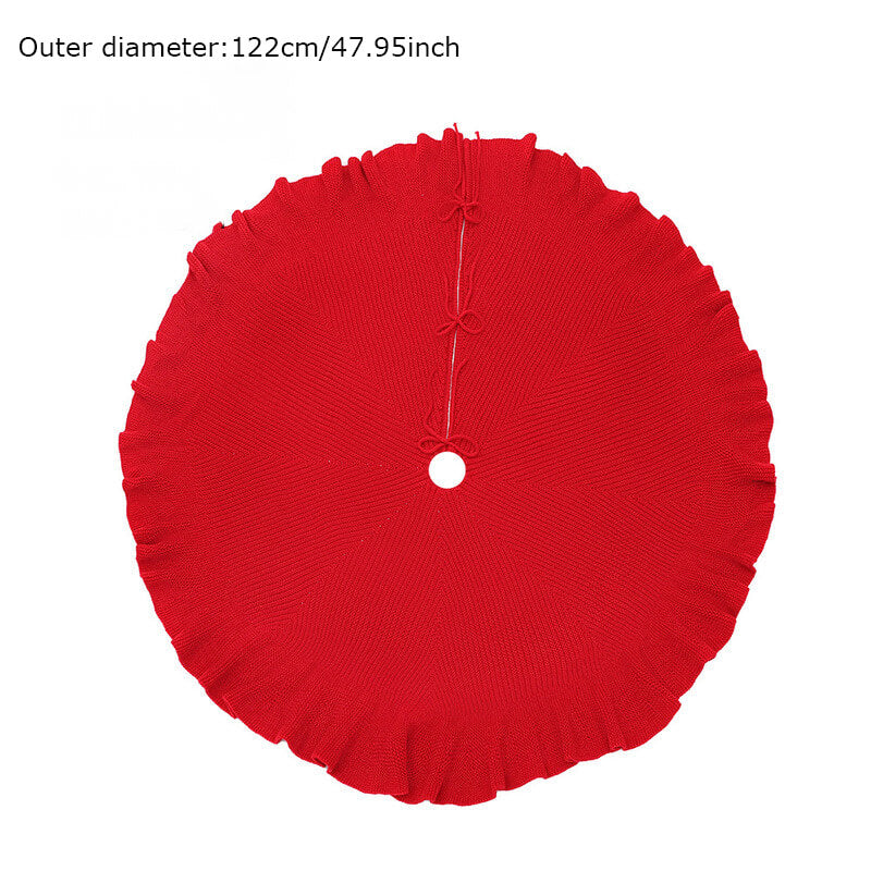 Red Ruffled Knit Tree Skirt Christmas Tree Decoration