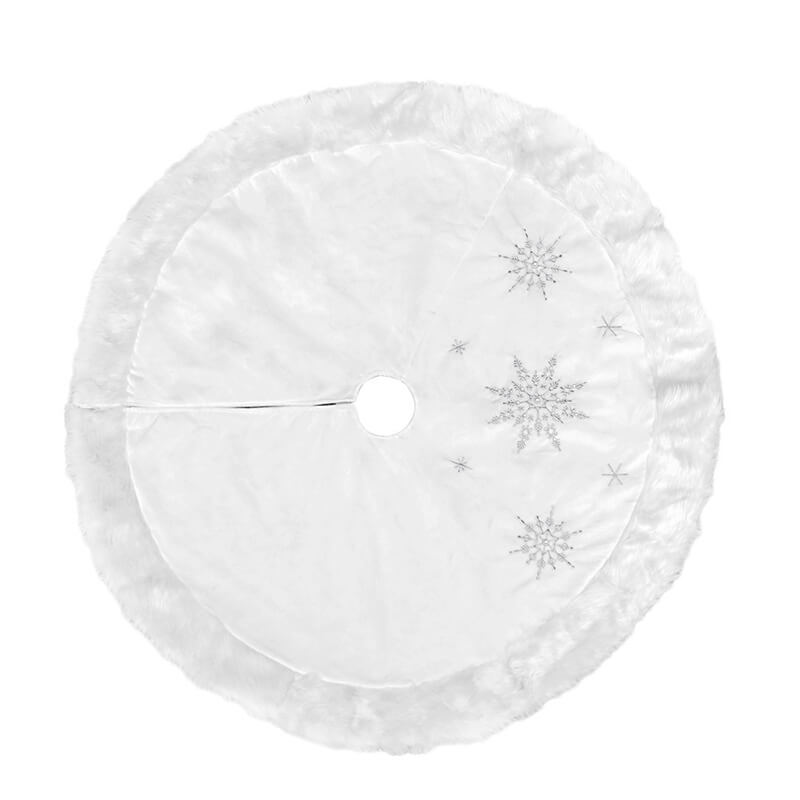 Creative Snowflake Pattern White Plush Tree Skirt Christmas Tree Decoration