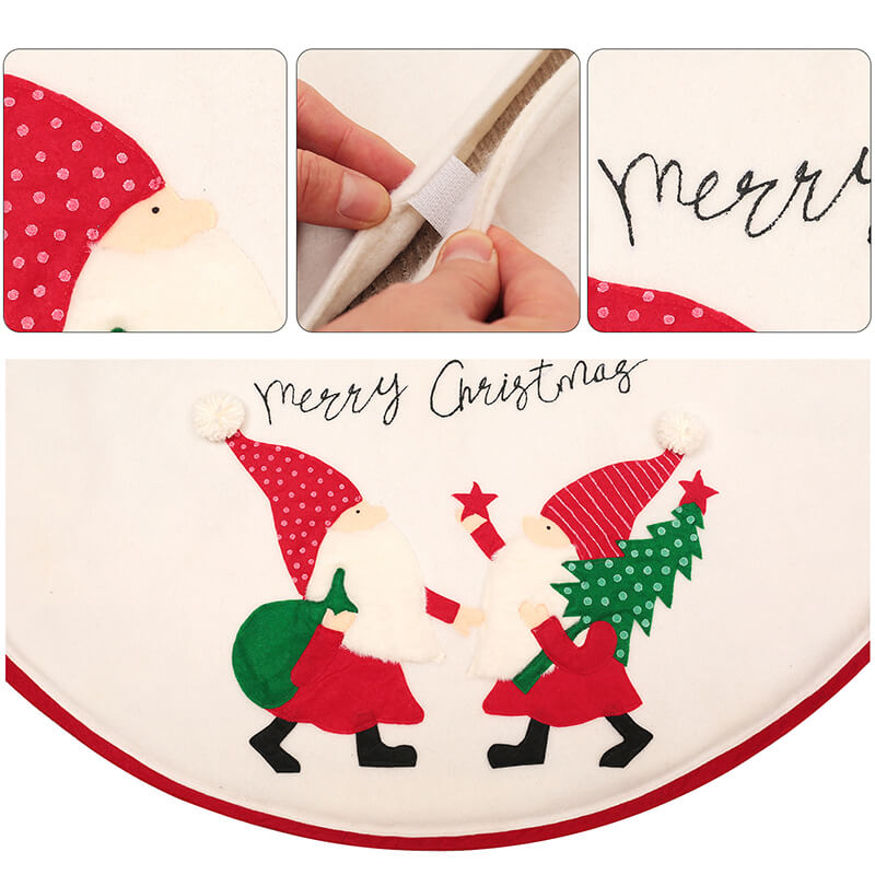 Cute Christmas Doll Pattern Tree Skirt for Xmas Party Decoration and Christmas Tree Decor