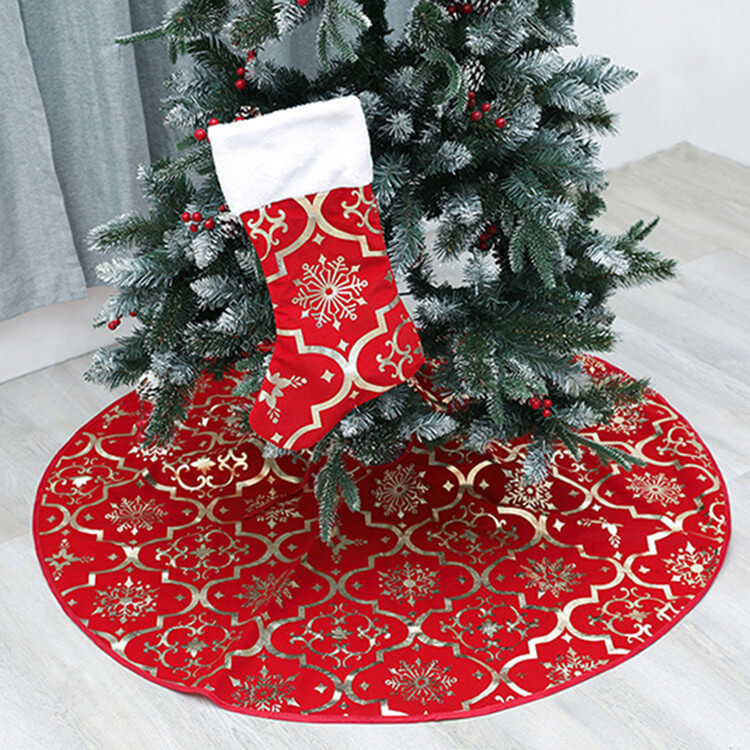 Christmas Tree Skirt,47 inches Xmas Tree Skirts with Snowy Pattern for Christmas Tree Decorations