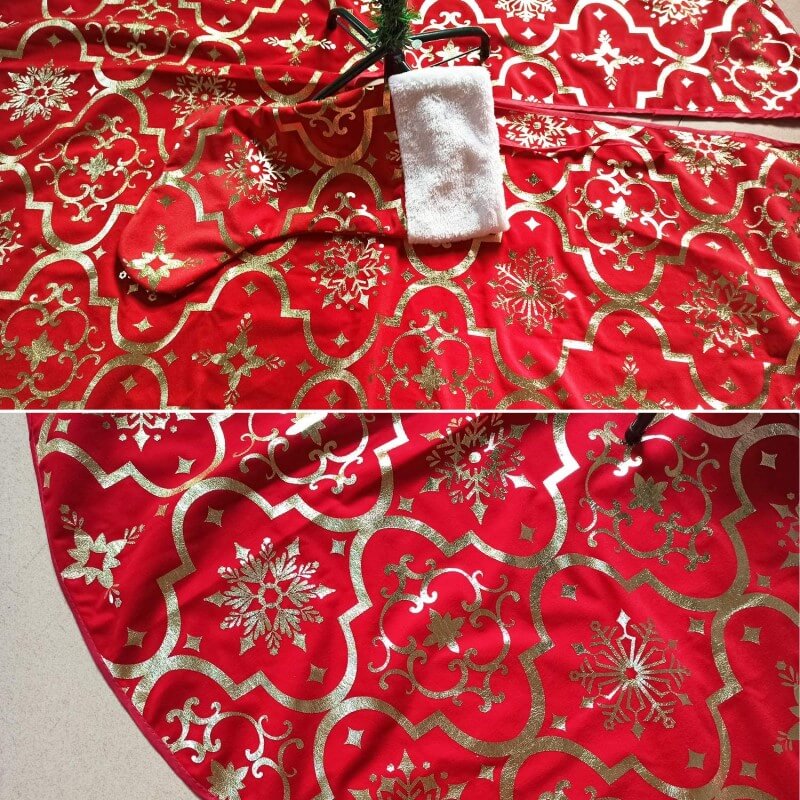 Christmas Tree Skirt,47 inches Xmas Tree Skirts with Snowy Pattern for Christmas Tree Decorations