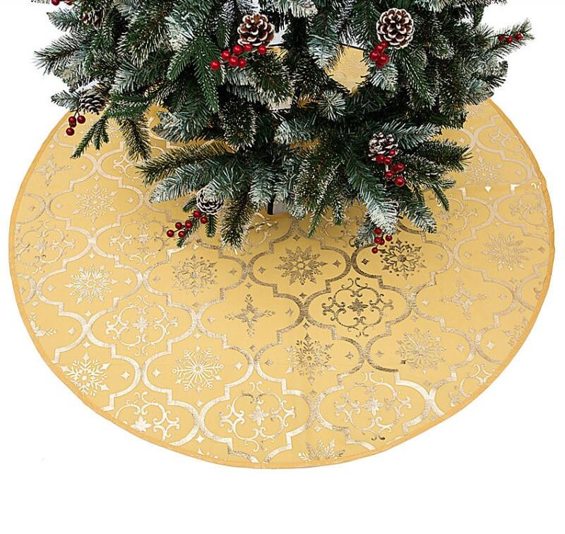 Christmas Tree Skirt,47 inches Xmas Tree Skirts with Snowy Pattern for Christmas Tree Decorations