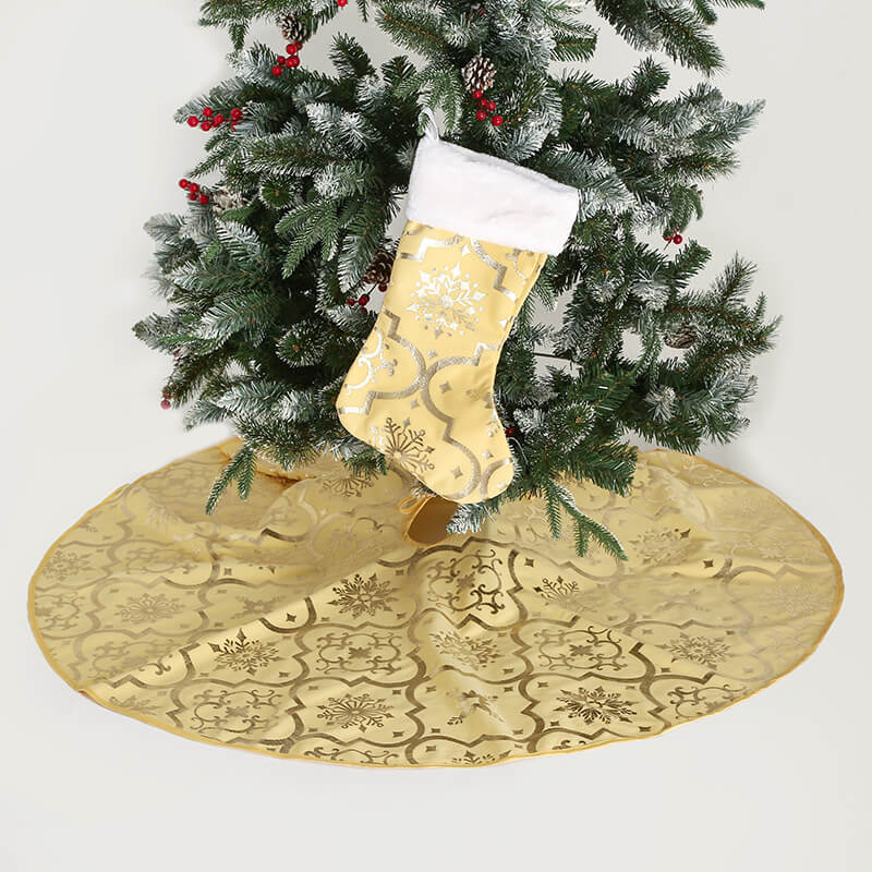 Christmas Tree Skirt,47 inches Xmas Tree Skirts with Snowy Pattern for Christmas Tree Decorations