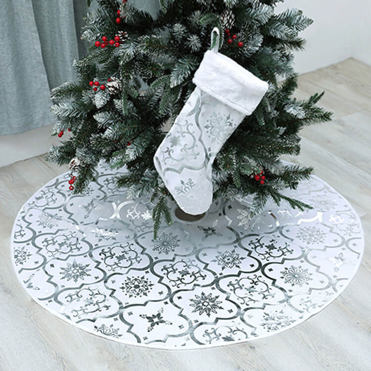 Christmas Tree Skirt,47 inches Xmas Tree Skirts with Snowy Pattern for Christmas Tree Decorations