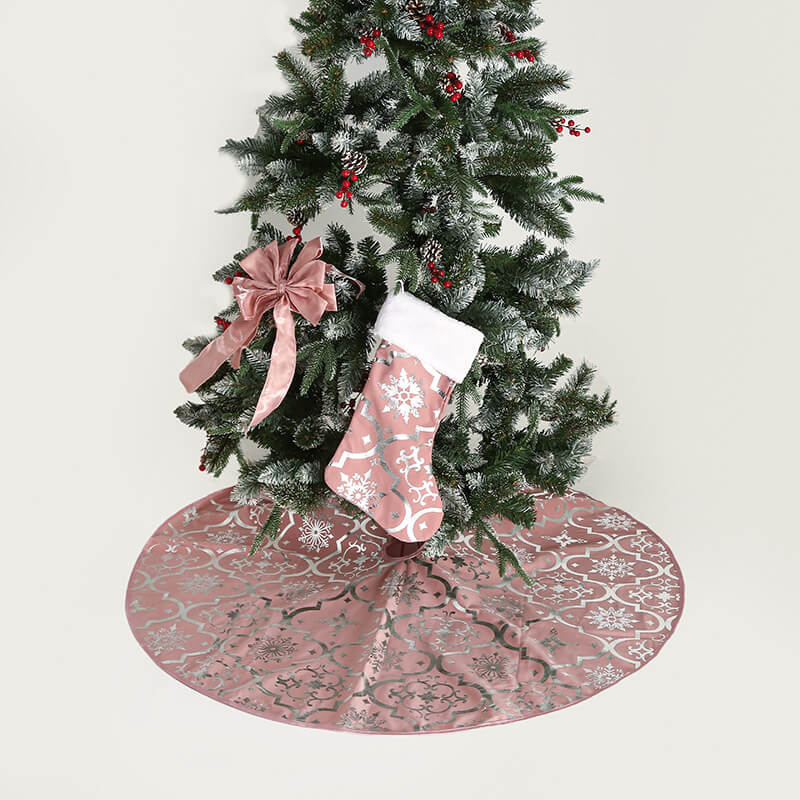 Christmas Tree Skirt,47 inches Xmas Tree Skirts with Snowy Pattern for Christmas Tree Decorations