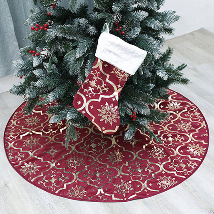 Christmas Tree Skirt,47 inches Xmas Tree Skirts with Snowy Pattern for Christmas Tree Decorations