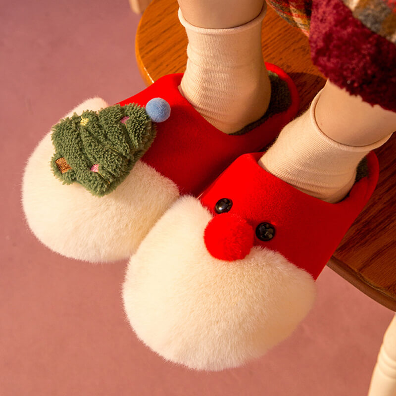 Cartoon Christmas Cute Plush Indoor Warm Non-slip Couple Slippers