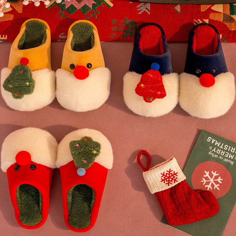 Cartoon Christmas Cute Plush Indoor Warm Non-slip Couple Slippers