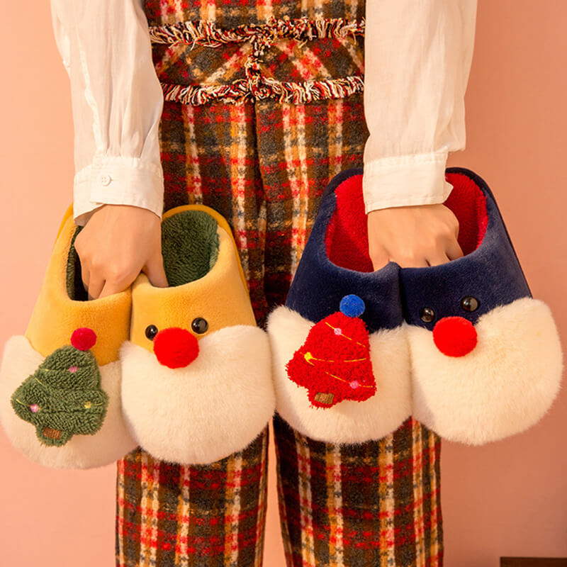 Cartoon Christmas Cute Plush Indoor Warm Non-slip Couple Slippers