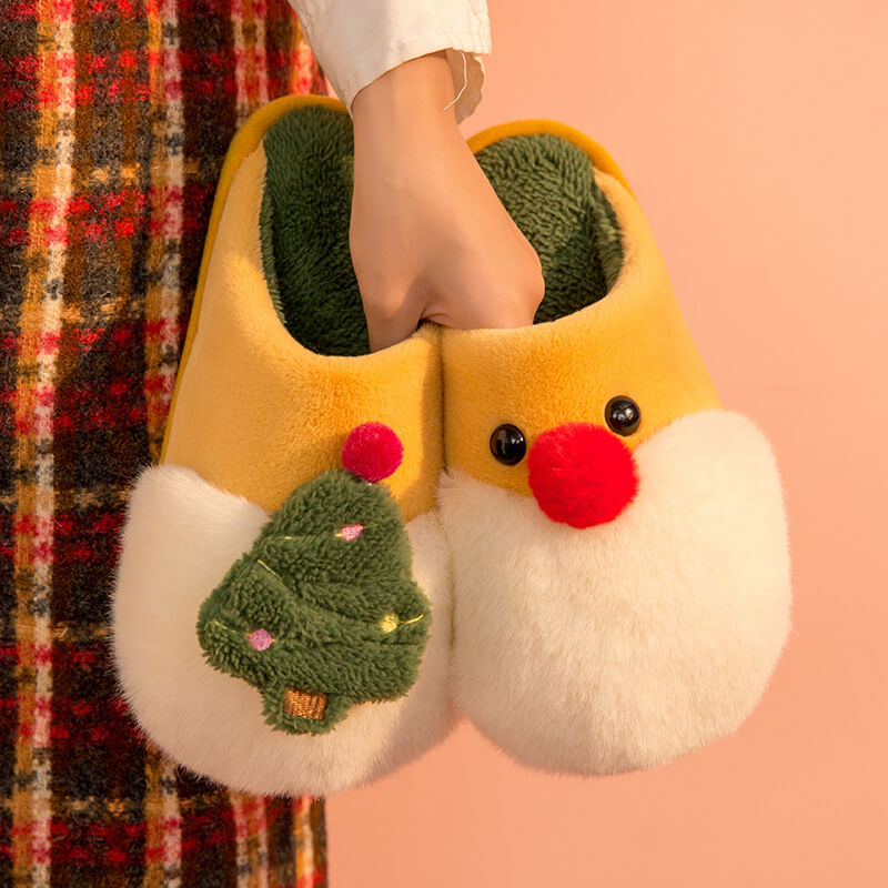 Cartoon Christmas Cute Plush Indoor Warm Non-slip Couple Slippers