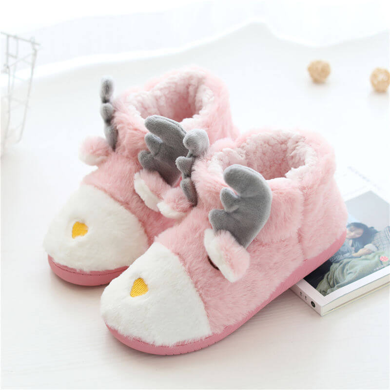 Winter Warm Plush Slipper Boot of Christmas Elements