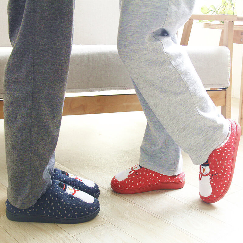 Winter Christmas Snowman Couple Slippers