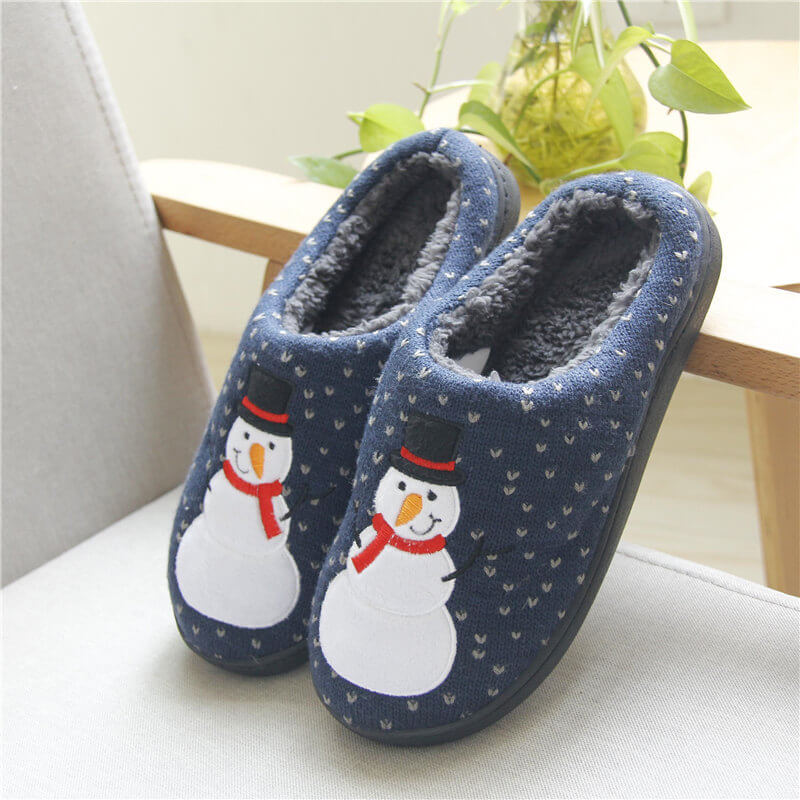 Winter Christmas Snowman Couple Slippers