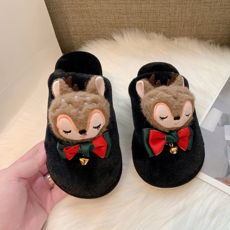 Cute Slippers Winter Warm Cartoon Animals Slippers Slip on Plush House Shoes for Women Christmas