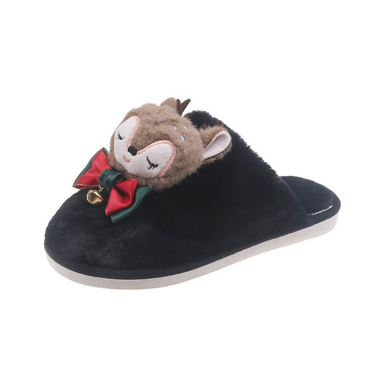 Cute Slippers Winter Warm Cartoon Animals Slippers Slip on Plush House Shoes for Women Christmas