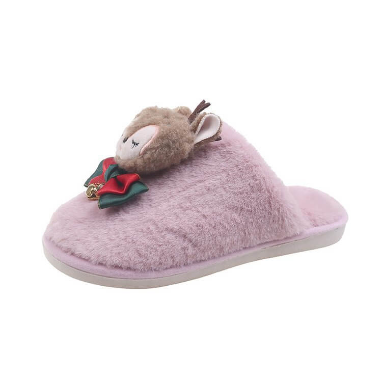 Cute Slippers Winter Warm Cartoon Animals Slippers Slip on Plush House Shoes for Women Christmas