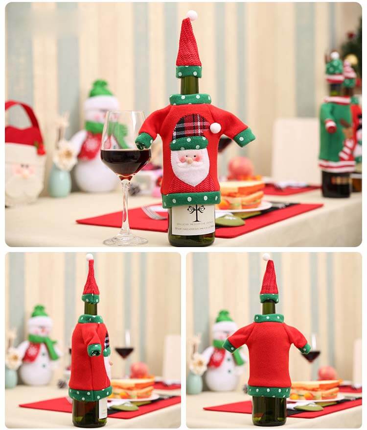 Sweater Christmas Wine Bottle Cover, Handmade Sweater Wine Bottle Bags for Christmas Decorations