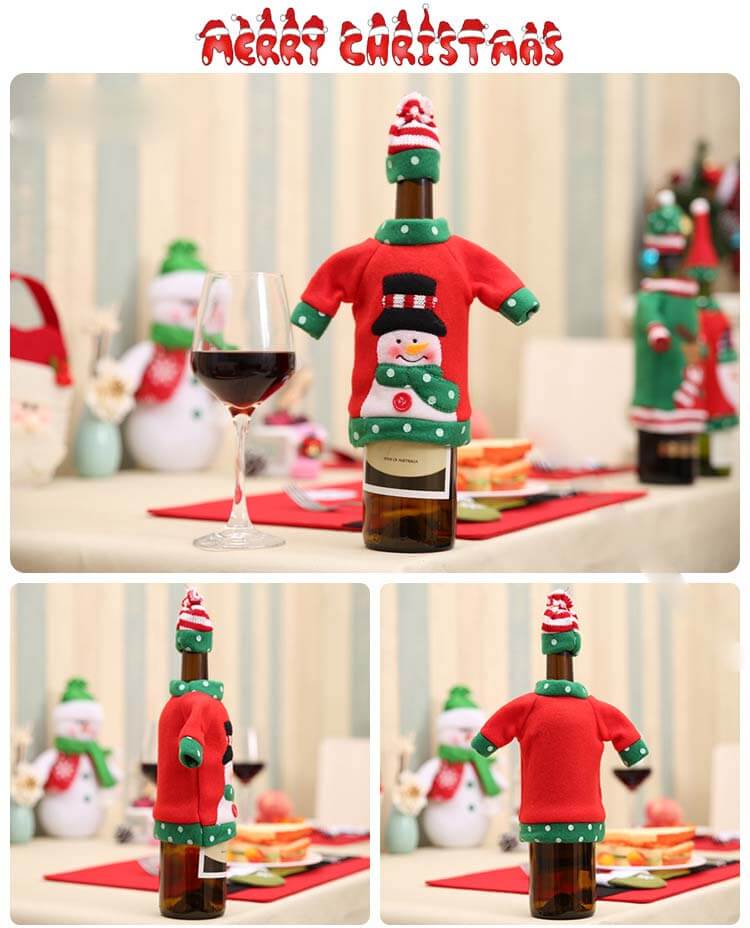 Sweater Christmas Wine Bottle Cover, Handmade Sweater Wine Bottle Bags for Christmas Decorations