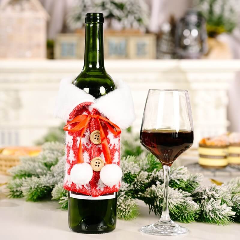 Christmas Wine Bottle Cover Bags For Christmas Party Table Decorations