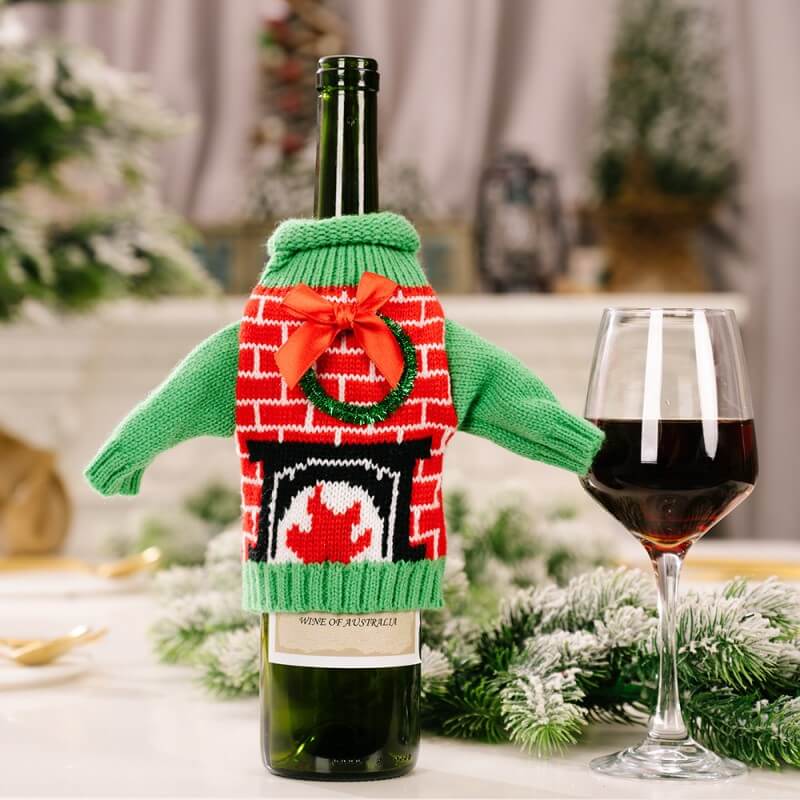 Christmas Knitted Sweater Wine Bottle Cover Bag Christmas Table Decorations