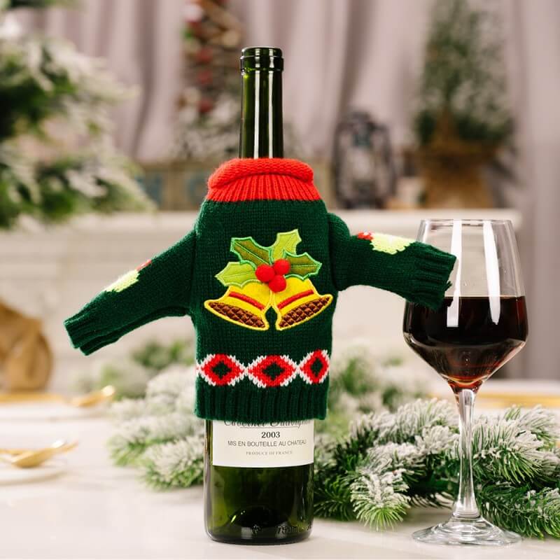 Christmas Knitted Sweater Wine Bottle Cover Bag Christmas Table Decorations