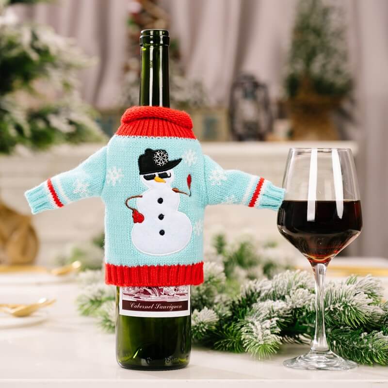 Christmas Knitted Sweater Wine Bottle Cover Bag Christmas Table Decorations