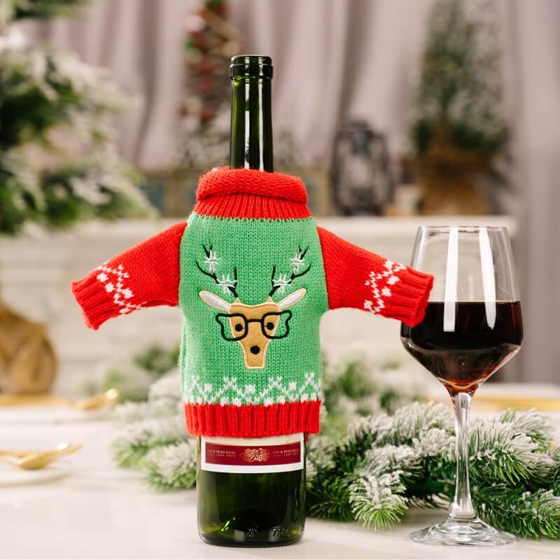 Christmas Knitted Sweater Wine Bottle Cover Bag Christmas Table Decorations