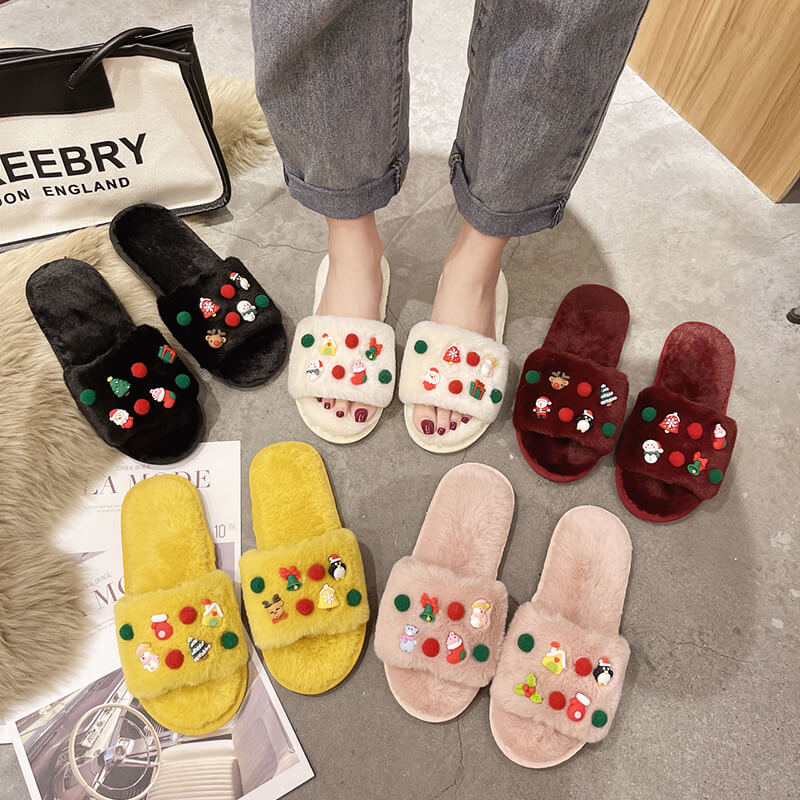 New Autumn and Winter Cute Cartoon Christmas Slippers