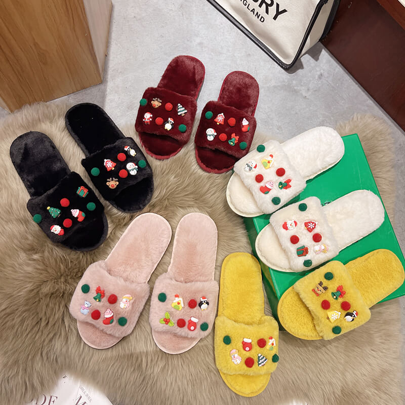 New Autumn and Winter Cute Cartoon Christmas Slippers