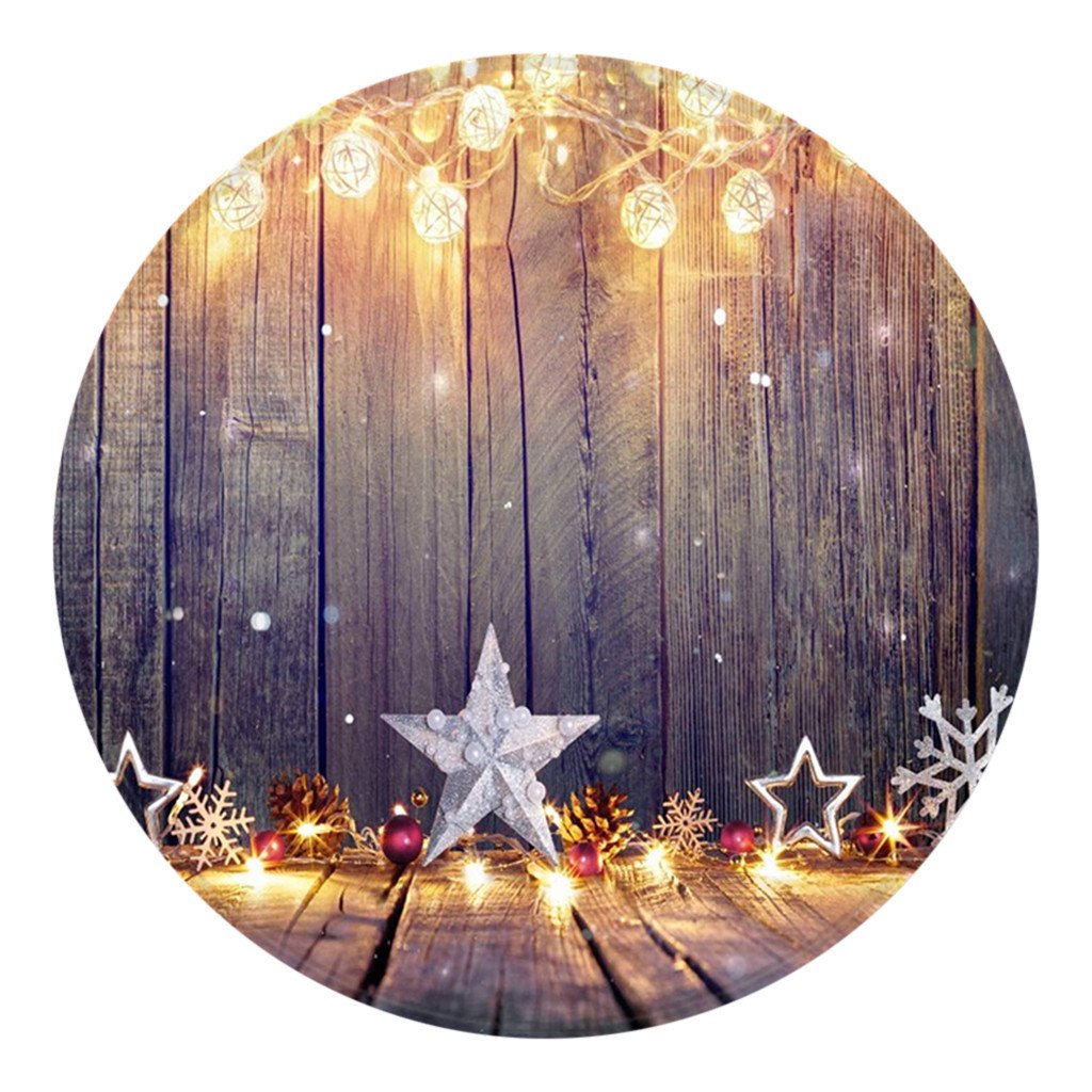 Stars Christmas Holiday Round Flannel Kitchen Doormat Bathroom Floor Mats Rugs for Christmas Tree