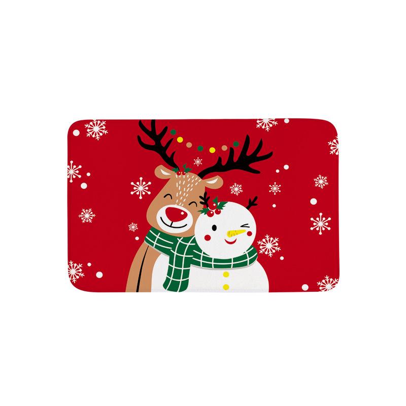 Elk and Snowman Christmas Holiday Door Mat Kitchen Entryway Bathroom Christmas Decorations Gift Floormats