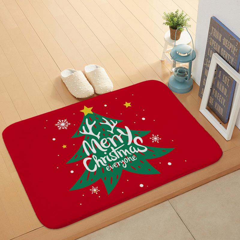 Red Christmas Tree Holiday Door Mat Kitchen Entryway Bathroom Christmas Decorations Gift Floor Mats