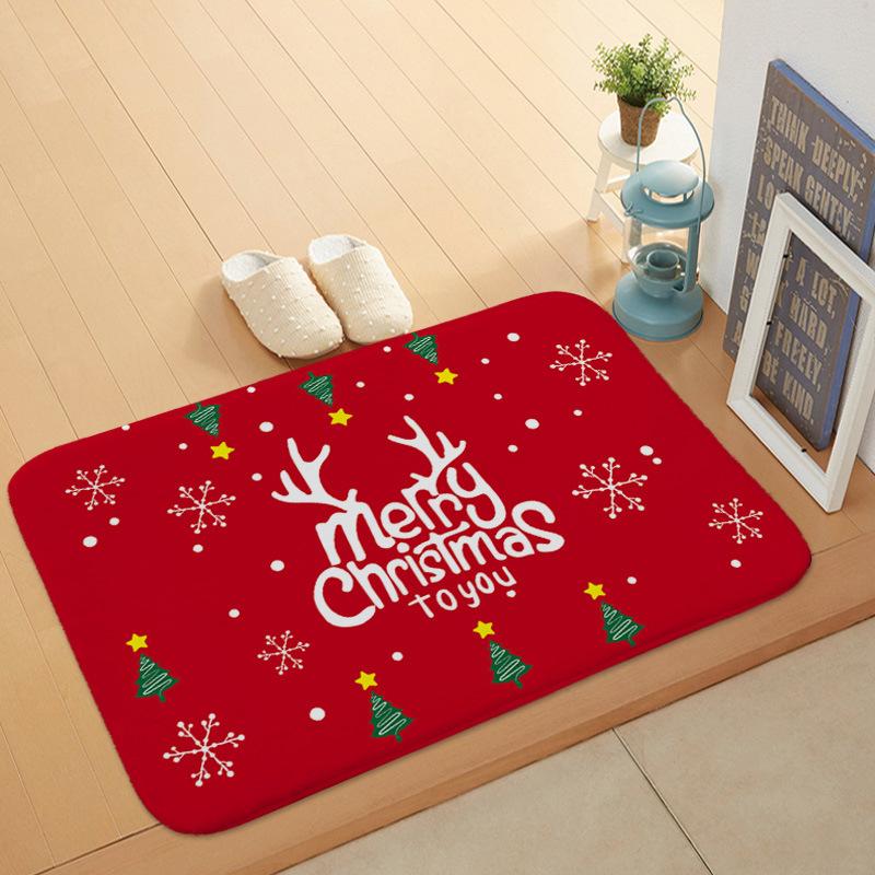 Beautiful Red Merry Christmas Holiday Door Mat Kitchen Entryway Bathroom Christmas Decorations Gift Floor mats