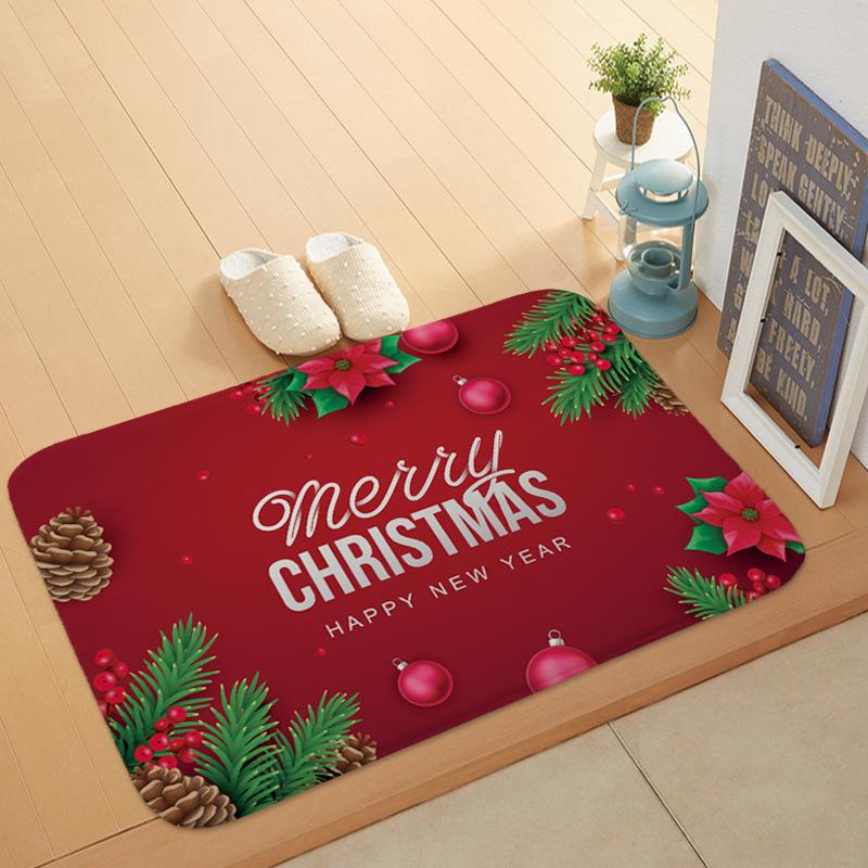 Happy New Year Red Christmas Holiday Door Mat Kitchen Entryway Bathroom Christmas Decorations Gift Floor mats