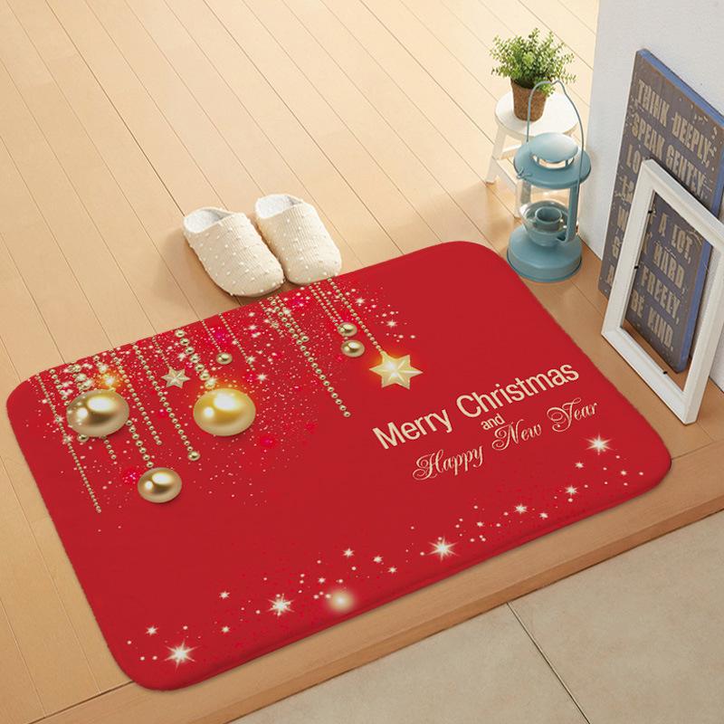 Pretty Red Christmas Holiday Door Mat Kitchen Entryway Bathroom Christmas Decorations Gift Floor Mats