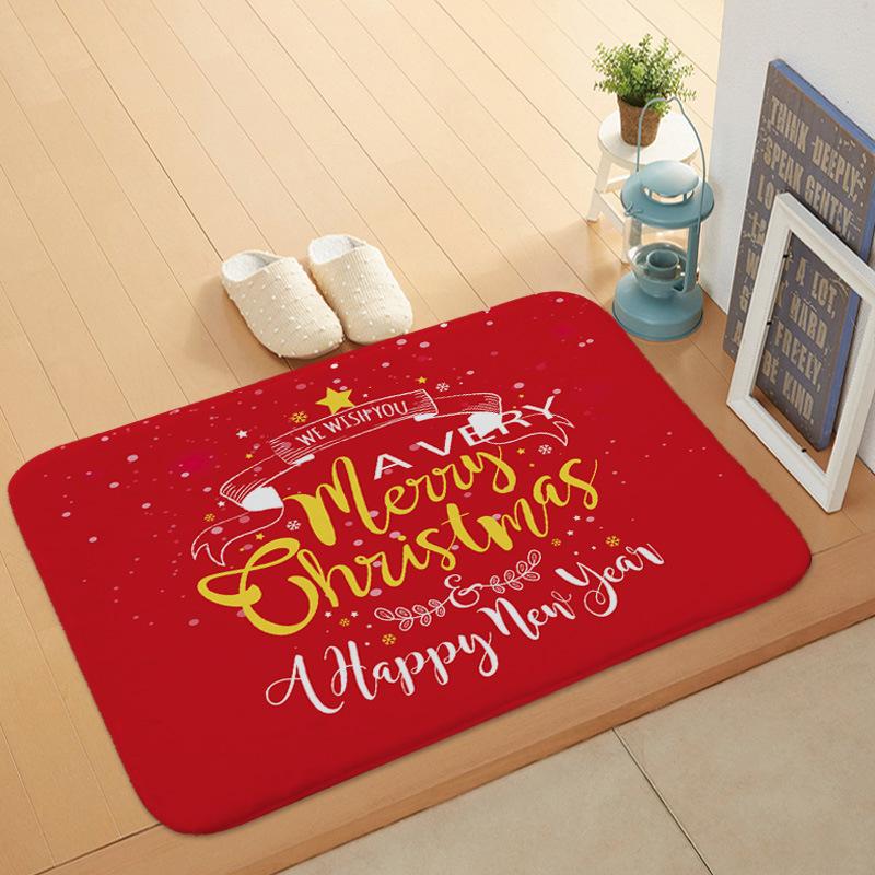 Printed Beautiful Merry Christmas Holiday Door Mat Kitchen Entryway Bathroom Christmas Decorations Gift Floor Mats