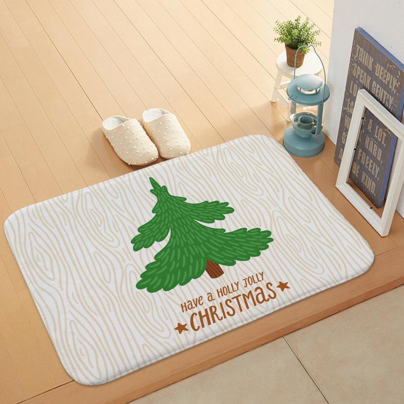 Christmas Tree White Christmas Holiday Door Mat Kitchen Entryway Bathroom Christmas Decorations Gift Floormats