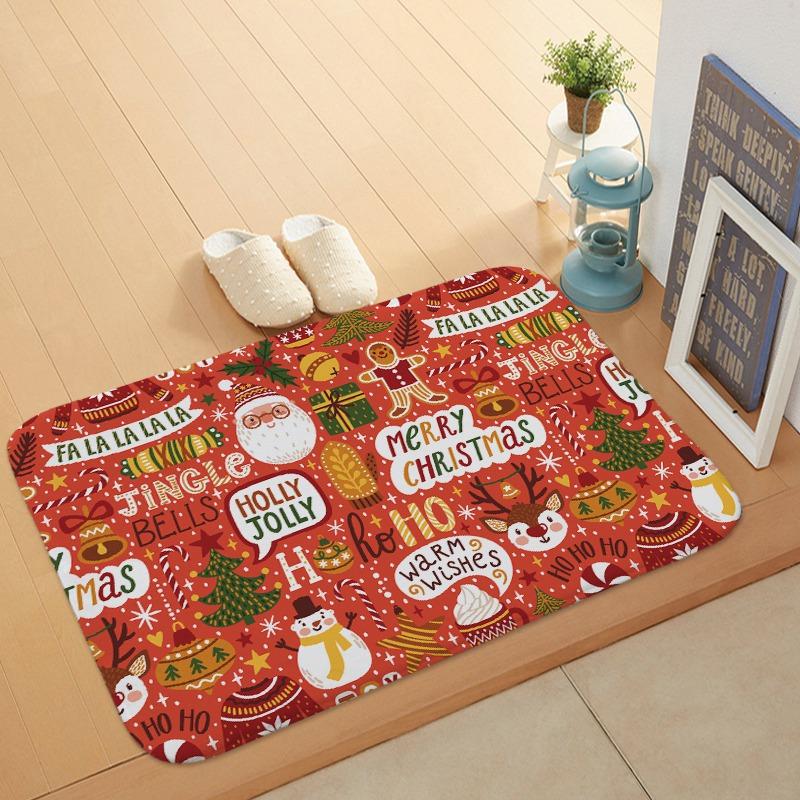 Colourful Christmas Holiday Door Mat Kitchen Entryway Bathroom Christmas Decorations Gift Floor Mats