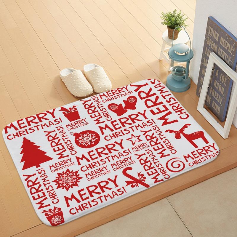 Printed Beautiful Christmas Holiday Door Mat Kitchen Entryway Bathroom Christmas Decorations Gift Floor Mats