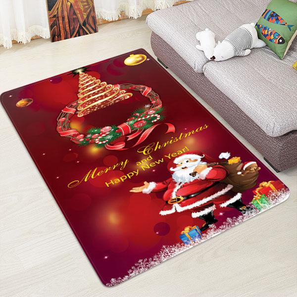 Santa Claus Pattern Red Christmas Entryway Doormat Runners Rugs Kitchen Bathroom Anti-skip Mats