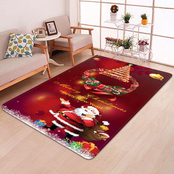 Santa Claus Pattern Red Christmas Entryway Doormat Runners Rugs Kitchen Bathroom Anti-skip Mats