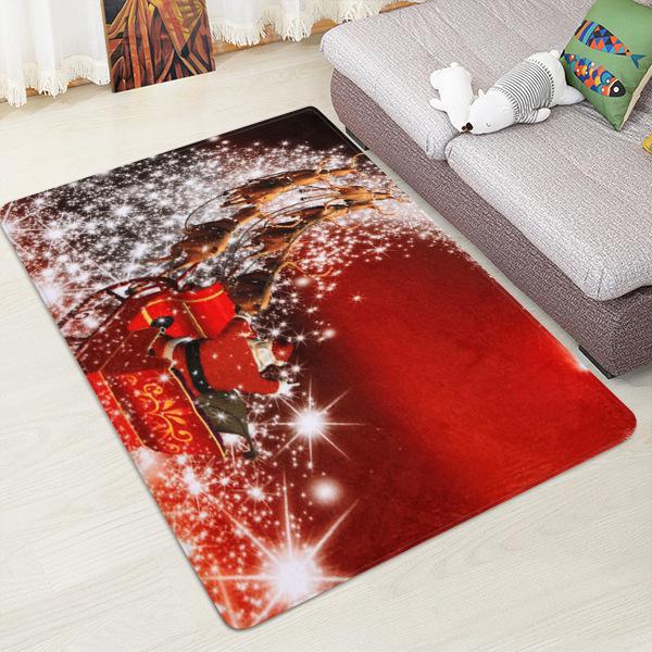 Santa Claus And Sleigh Pattern Red Christmas Entryway Doormat Runners Rugs Kitchen Bathroom Anti-skip Mats